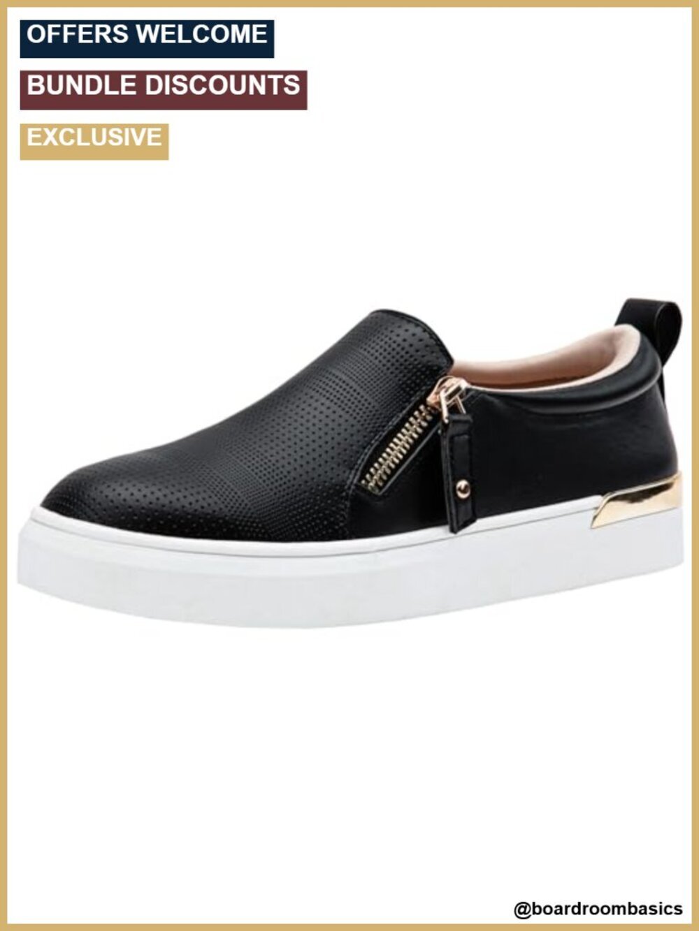 Women's Slip On Shoes with Side Zipper Arch Support Memory Foam Insole Dressy